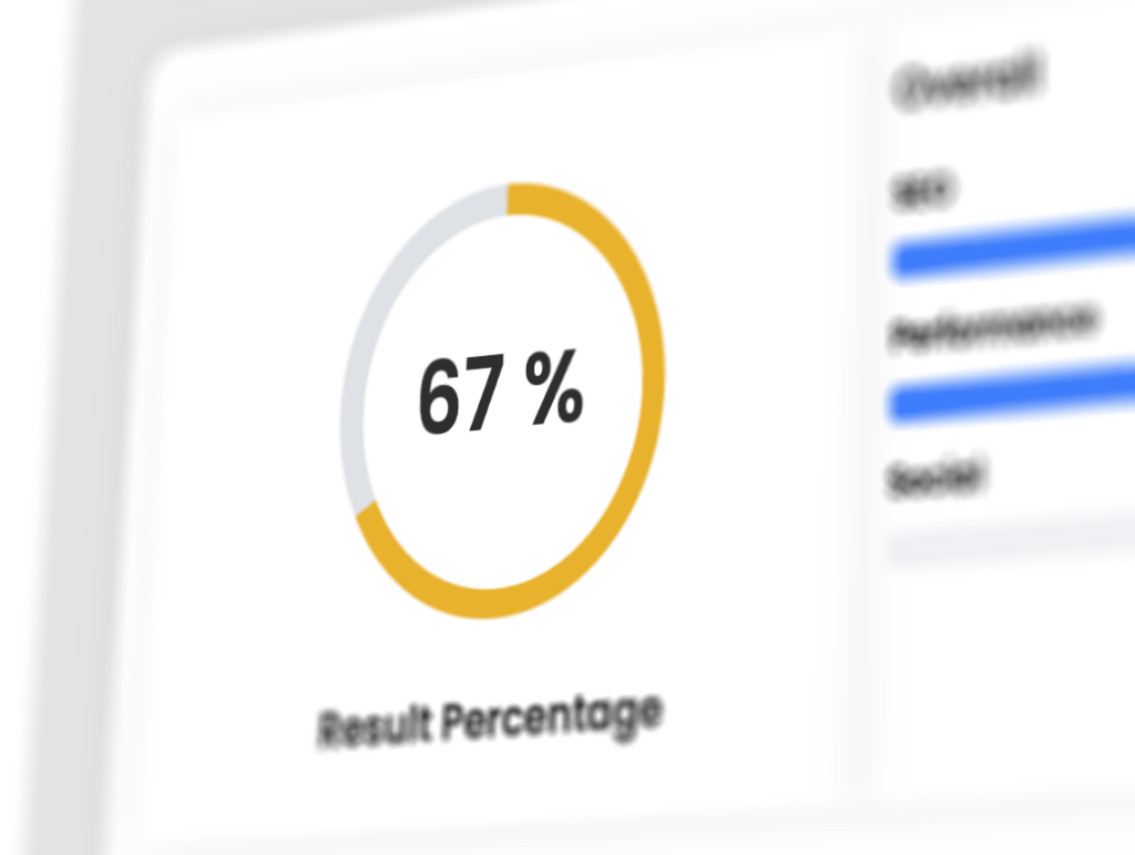 Example of a sample audit results screen. Results show 67%